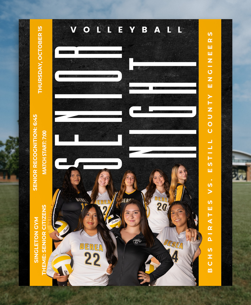 Poster Advertising Volleyball Senior Night on Thursday, October 15th