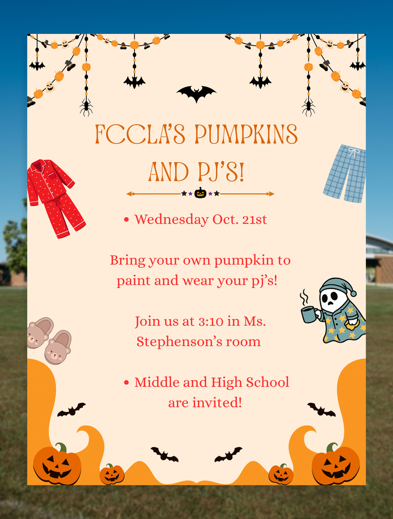 Poster Advertising FCCLA's Pumpkins and PJ's event