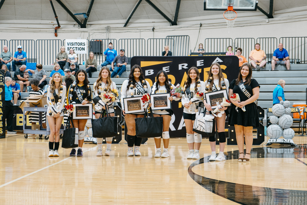 Seniors from the Berea Pirates Volleyball Team Pose for Photos on their Senior Night