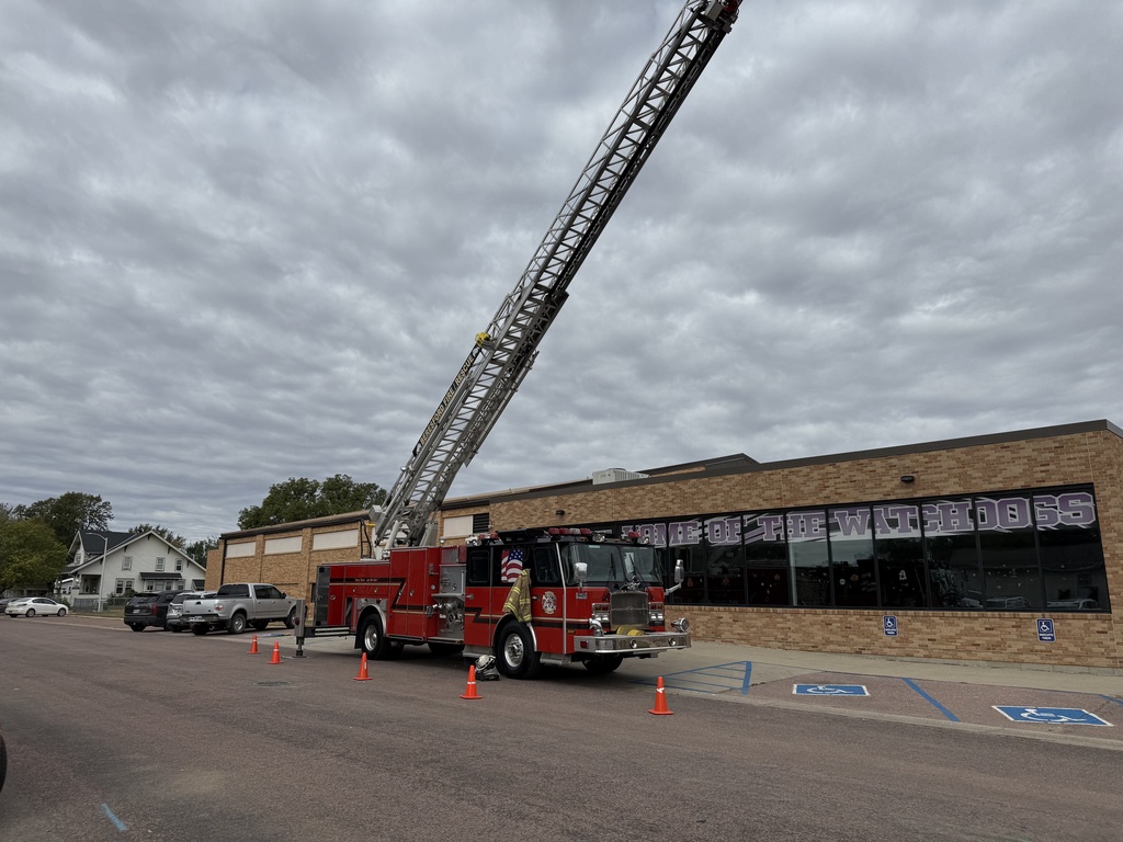 At the elementary school, the firefighters displayed their ladder truck!