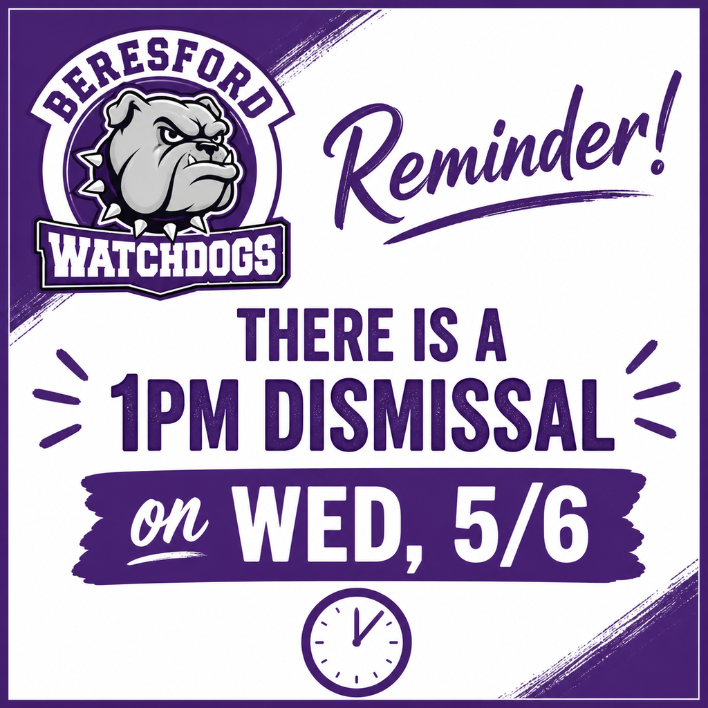 1pm dismissal on Wed