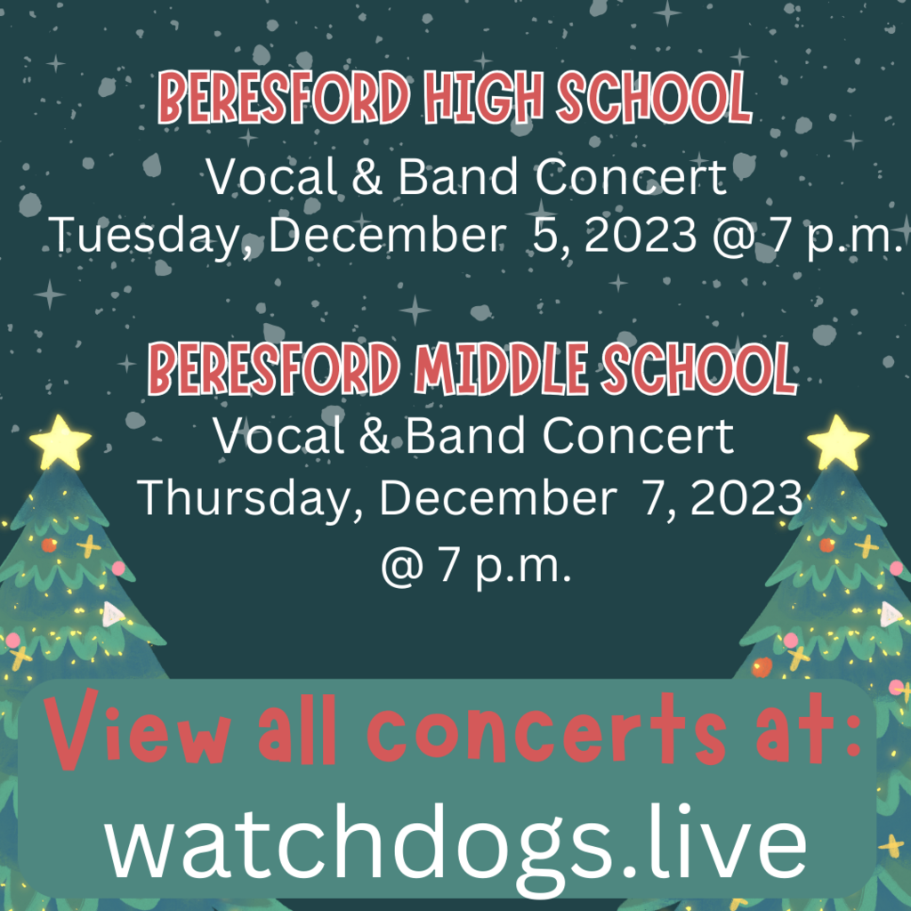 Beresford High School Band & Vocal Concert tonight!