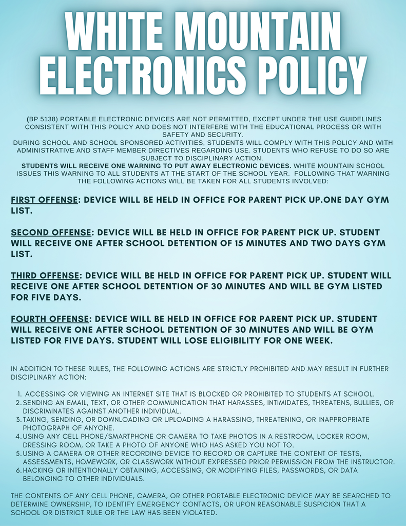 Electronics Policy Reminder