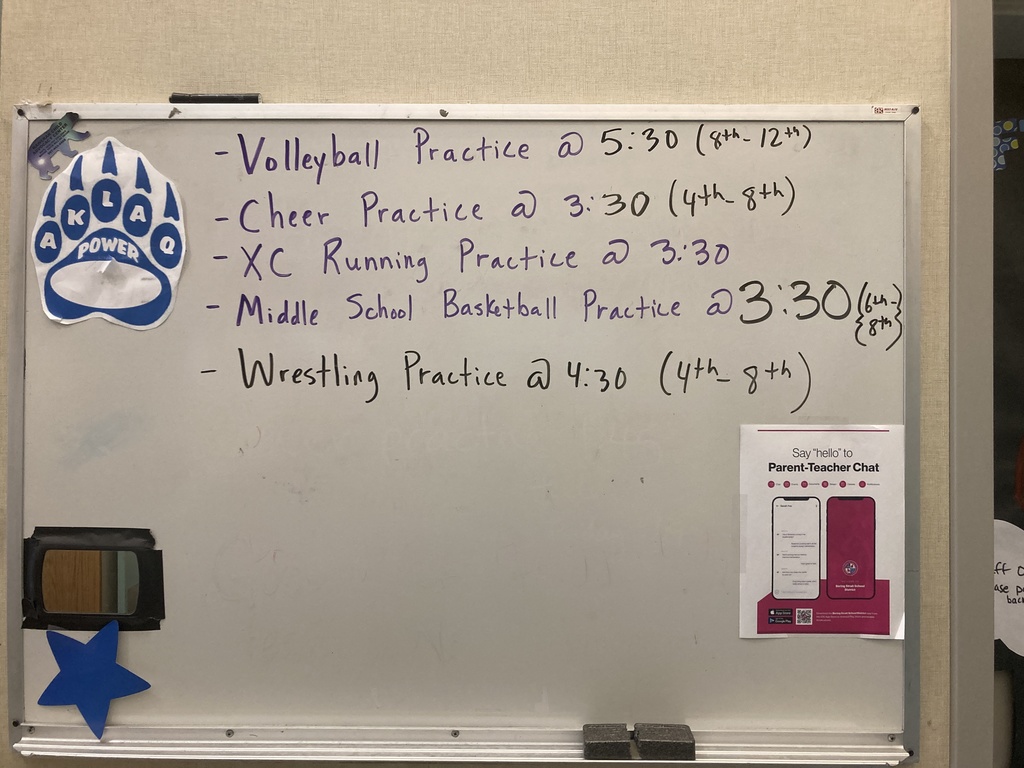 Practice Times week of the September 26th