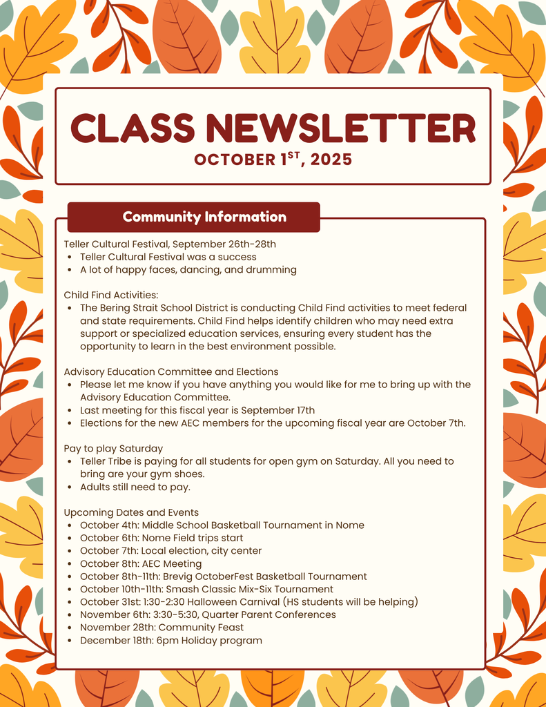 Teller School Community Newsletter October 1st 2025 2