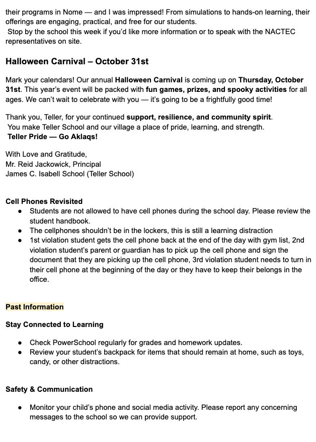 Community Newsletter Teller Alaska October 15th 2025 2