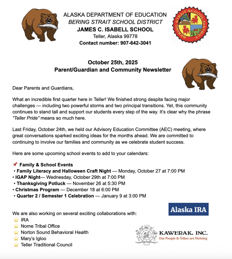 Teller Family Newsletter  10.25 1