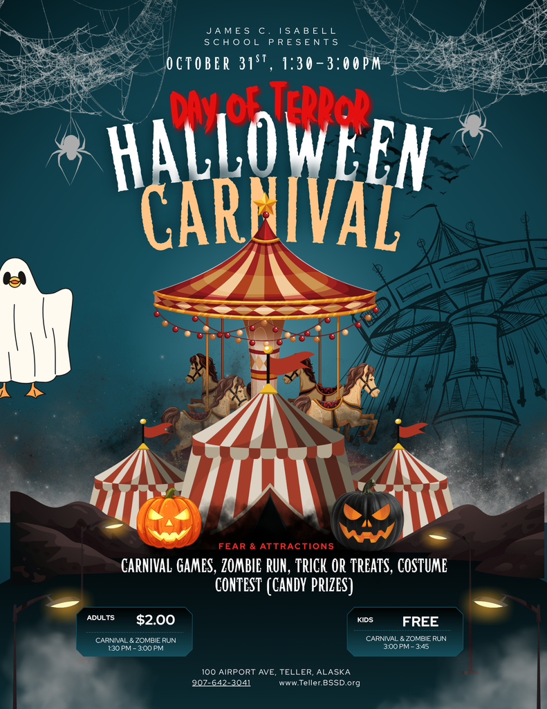 Teller Halloween Carnival Dark Blue Vintage Circus Haunted Carnival Halloween Flyer