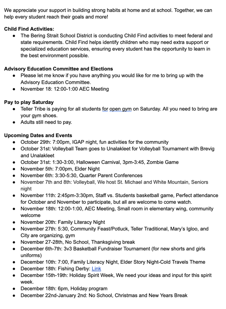 Teller School Family Newsletter October 29th  4