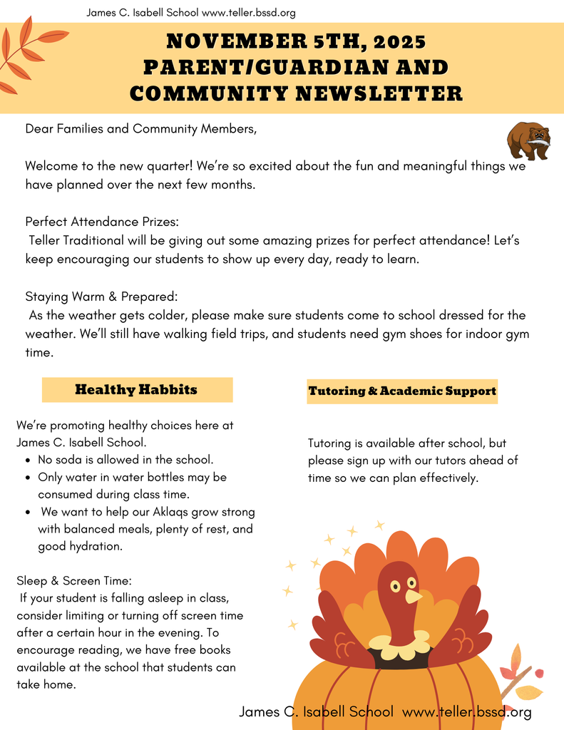 First part of the nov 5th community newsletter Teller Alaska 2025