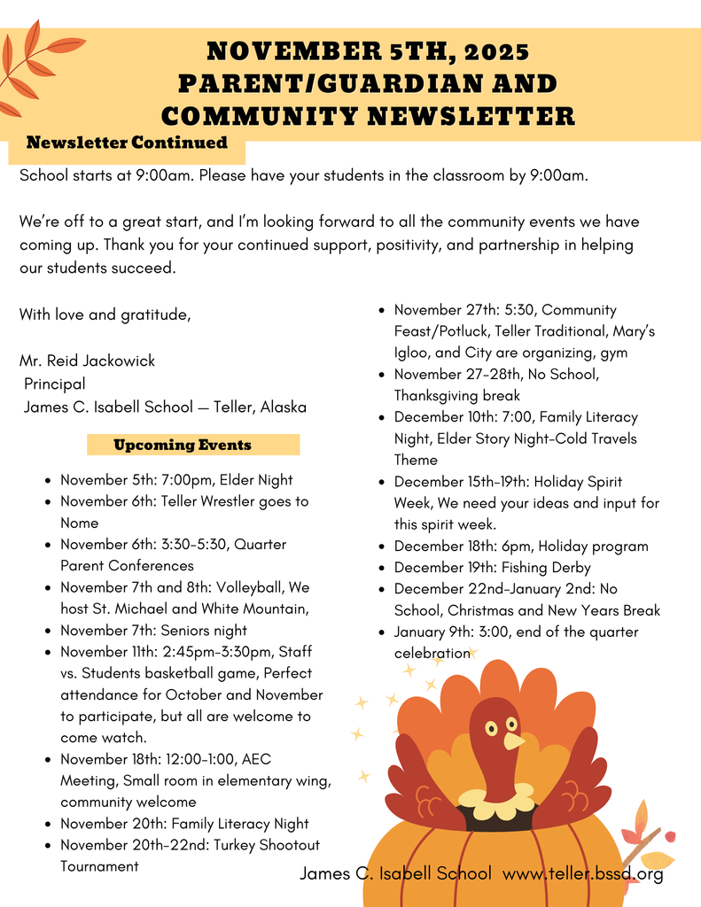 Second part of November 5th community Newsletter Teller Alaska 2025