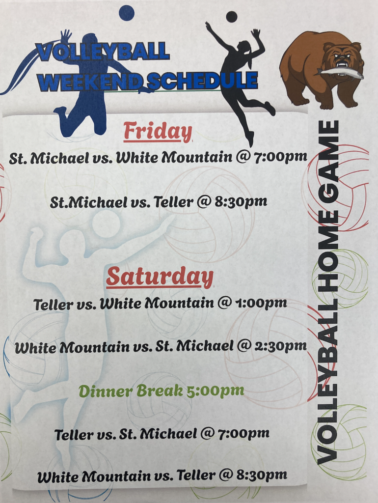 Volleyball schedule for home games in Teller Alaska