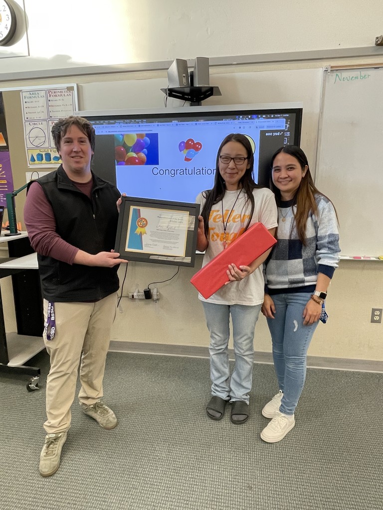 iris, edlene and jackowick with the award for paraprofessional of the month