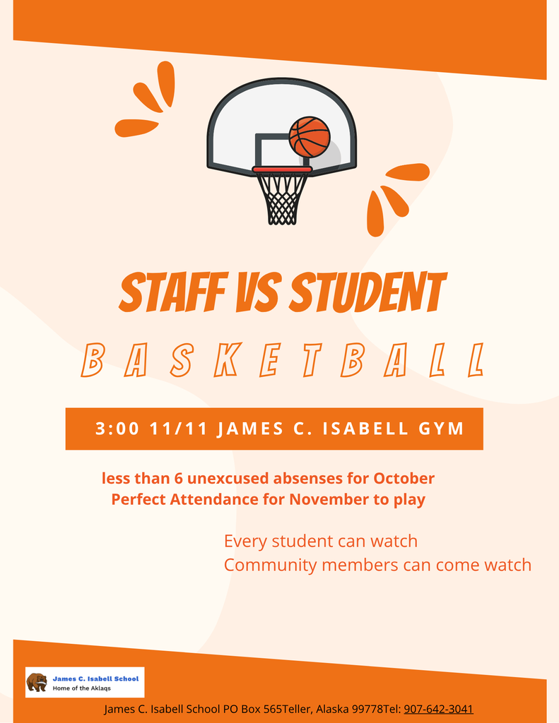 Staff vs student basketball james c isabell gym teller alaska 2025