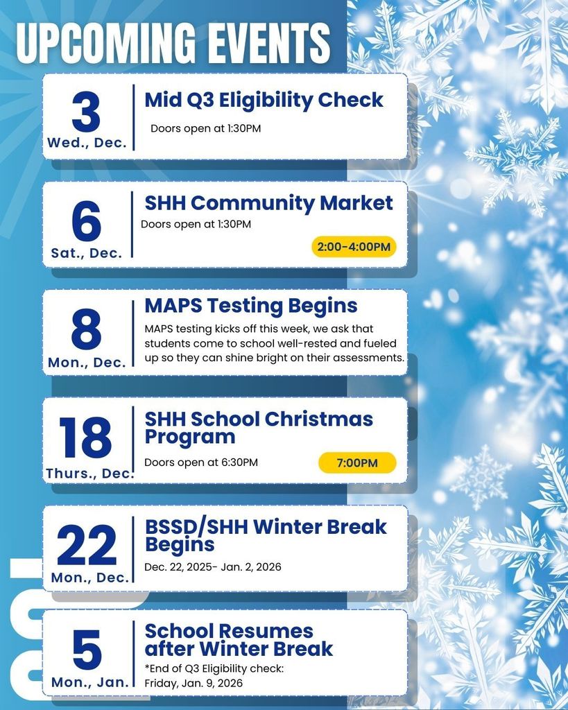 SHH Upcoming Events Dec