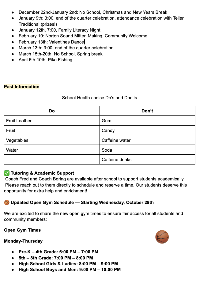 Teller School Community Newsletter December 3rd 3