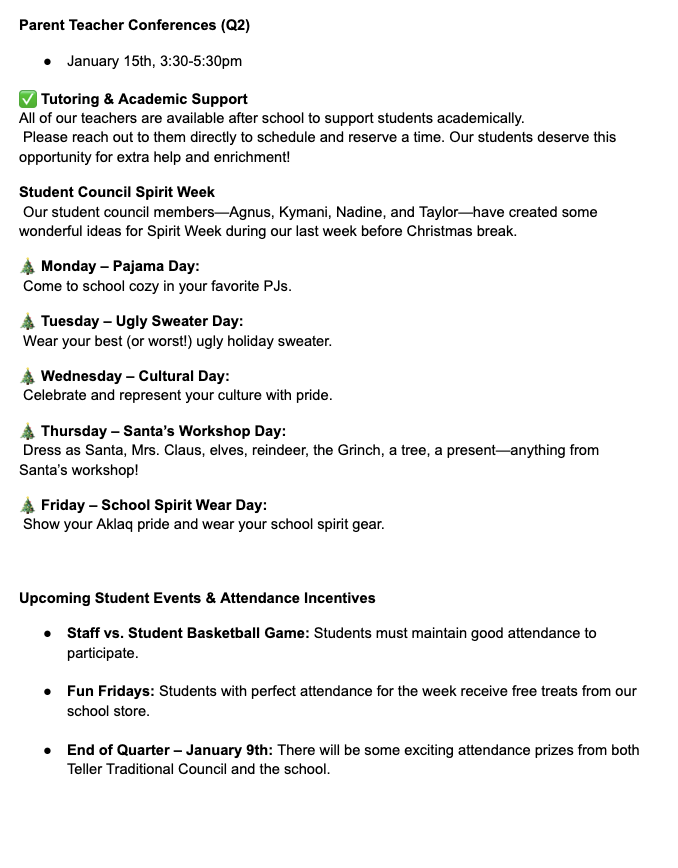 December 10th Teller School Community Newsletter 5