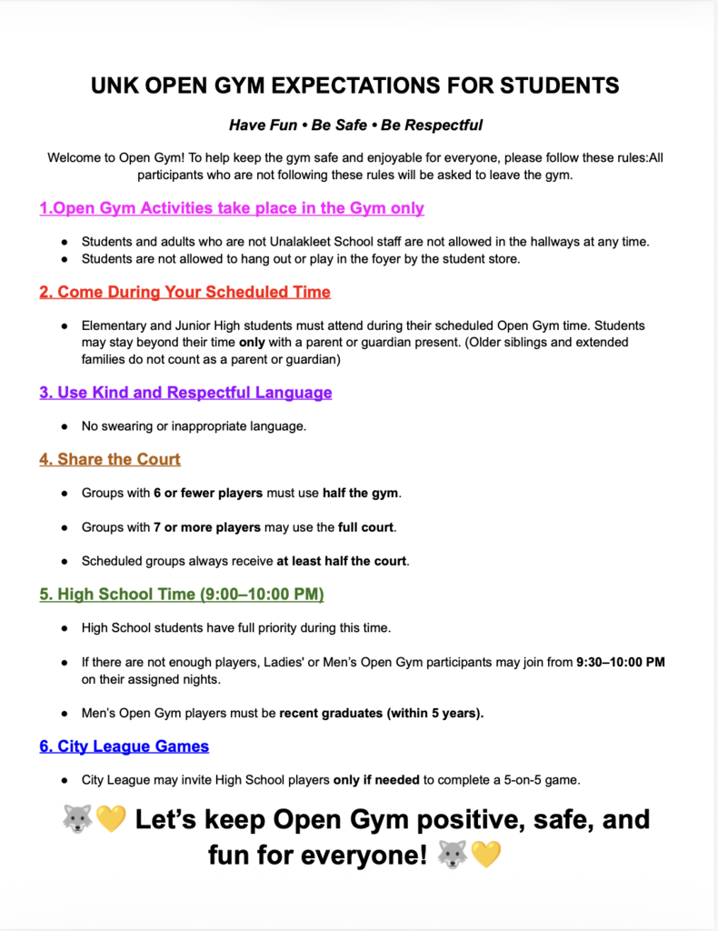 Open Gym Expectations