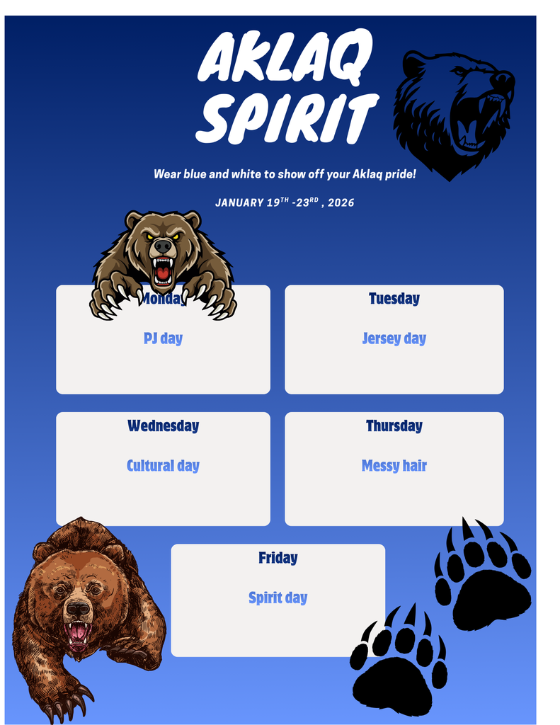 Aklaq Spirit Week January 19th 2026 Agnus