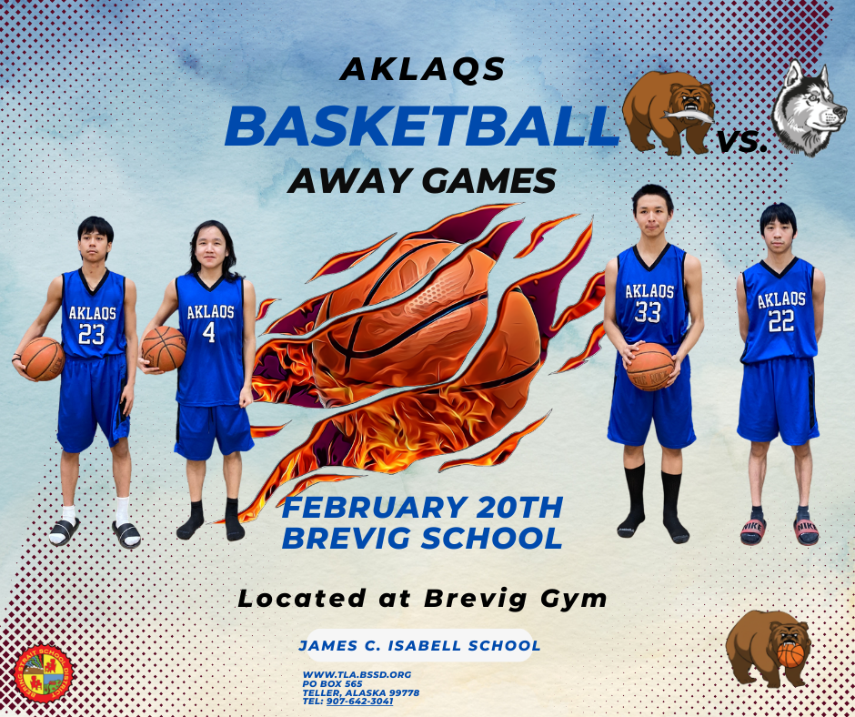 royal blue beige Basketball Game against Brevig away Go Aklaqs