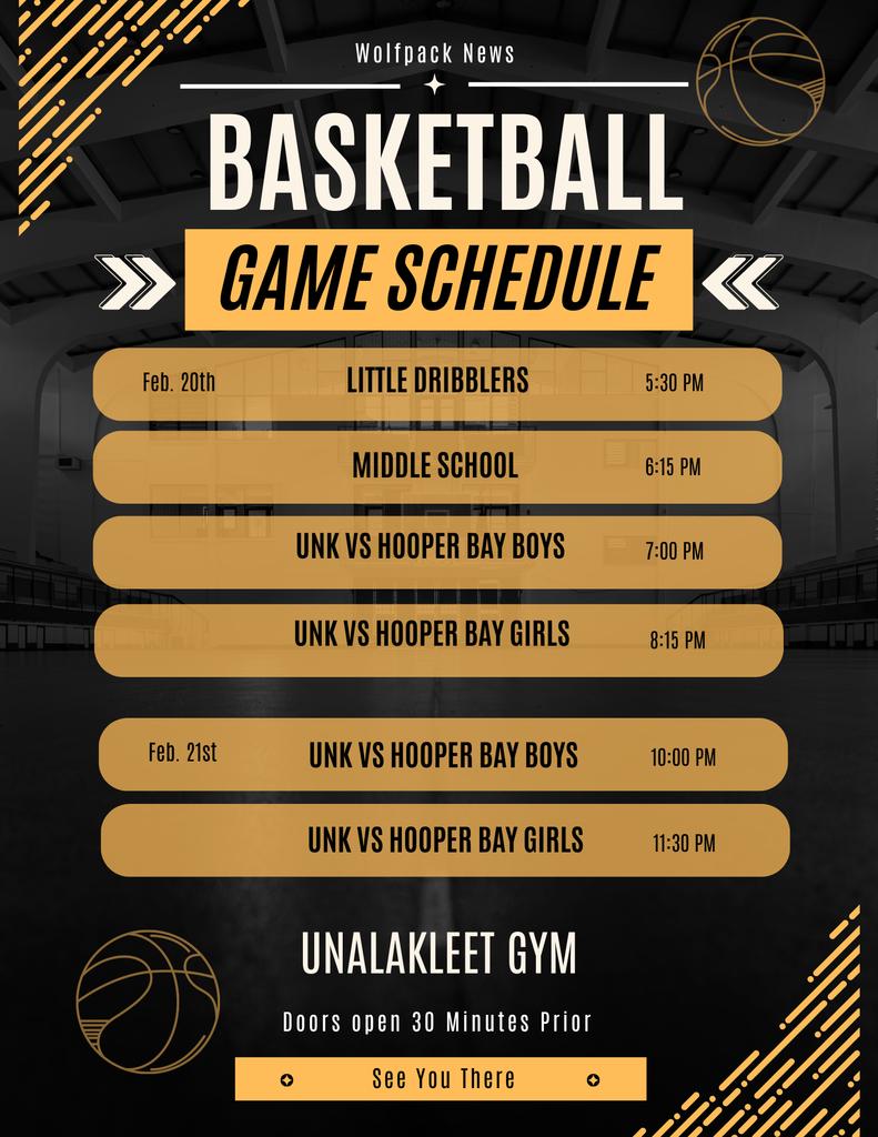 UNK vs Hooper Bay Game Schedule