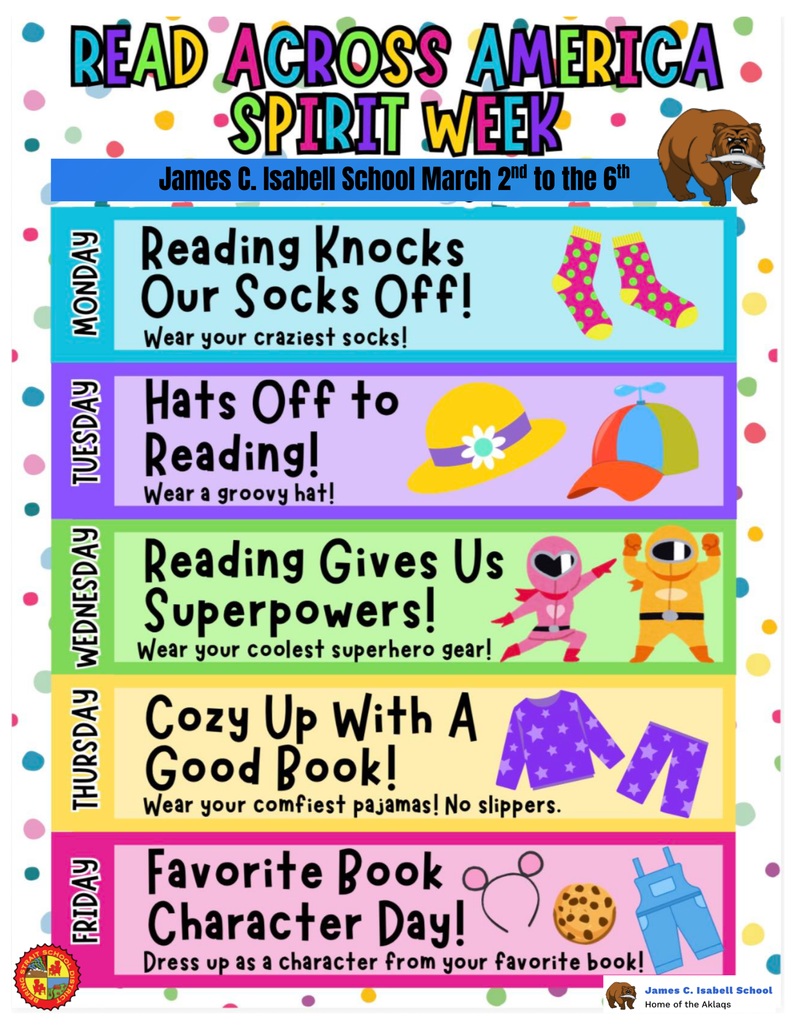 James C. Isabell School March 2nd to the 6th Read Across America