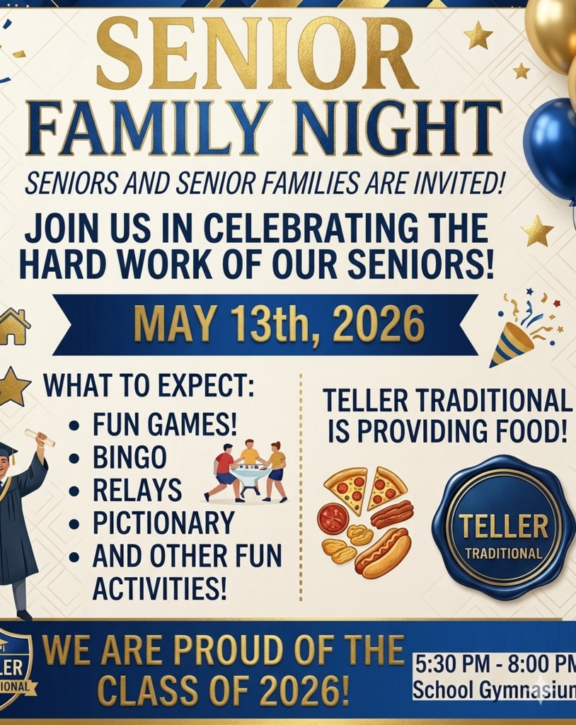 Teller Senior Family Night May 13th, 7pm
