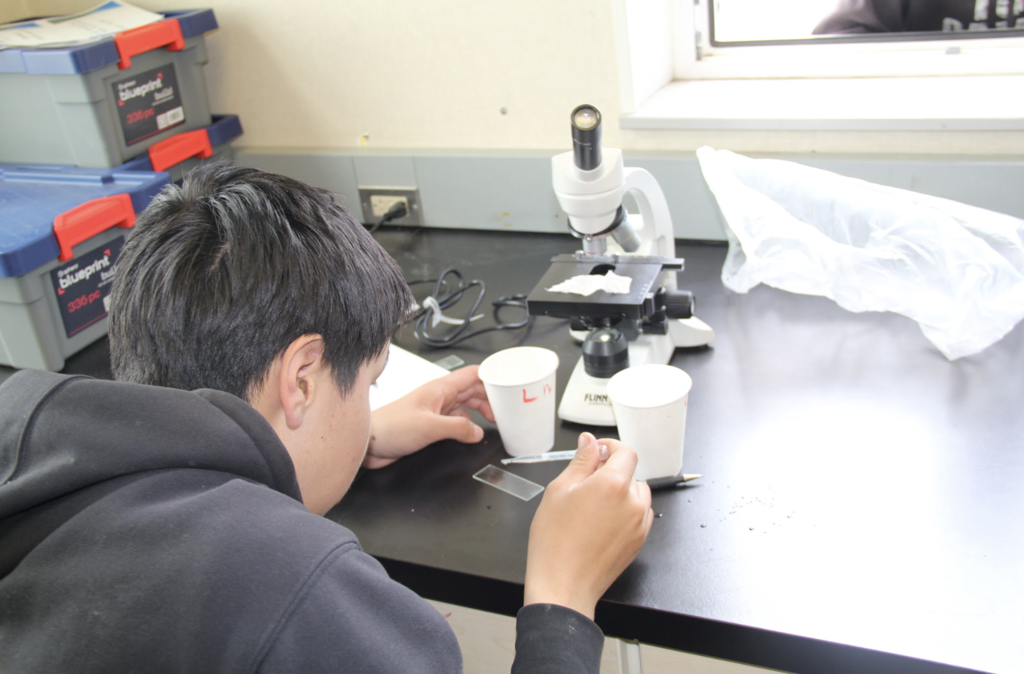 Trevor Okbaok and Microscope Teller