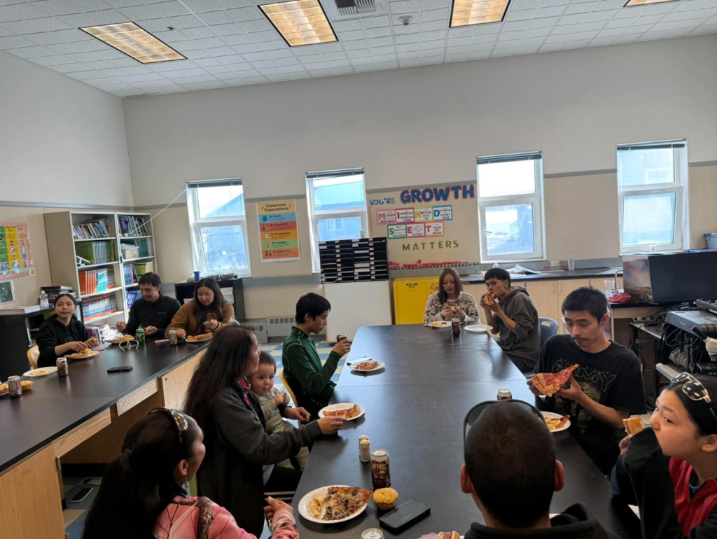 Everyone eating at senior family night, teller alaska