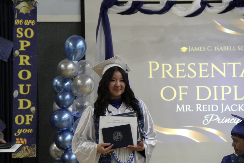 Taylor Bloomstrand with High School Diploma Native Diploma and letter from governer with senetor certificate