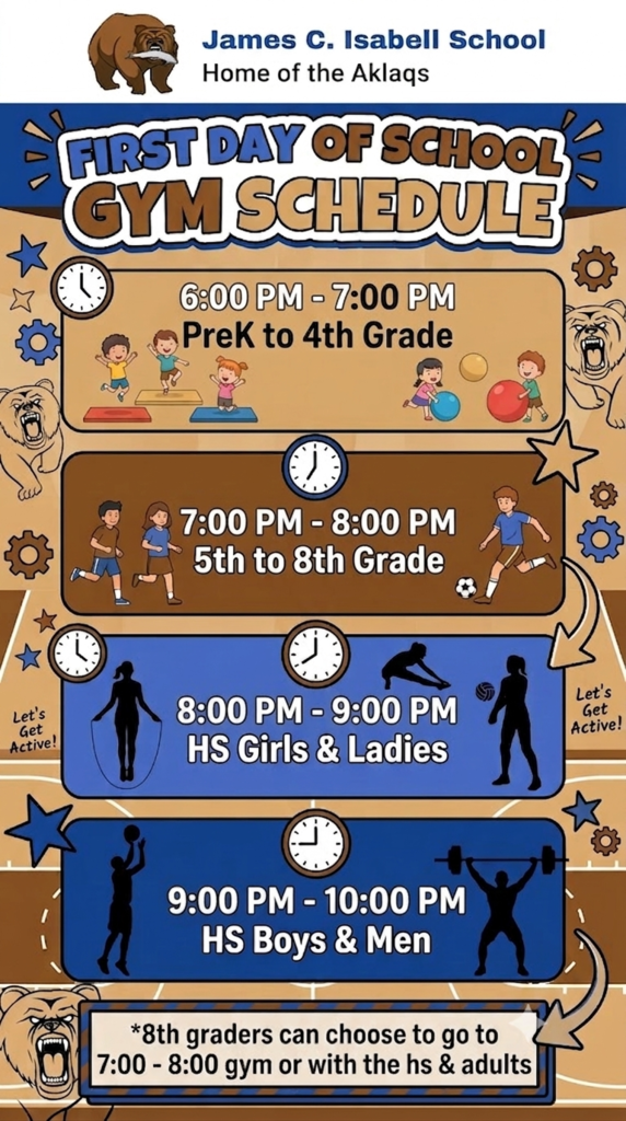 First Day of School Gym Schedule Teller pm FY27