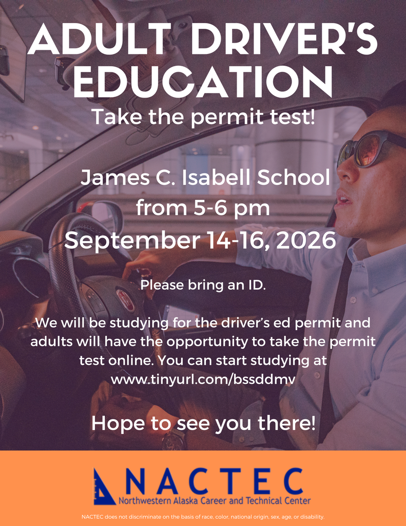 Adult Drivers Education Teller 5 to 6pm James C Isabell School 14 to 16