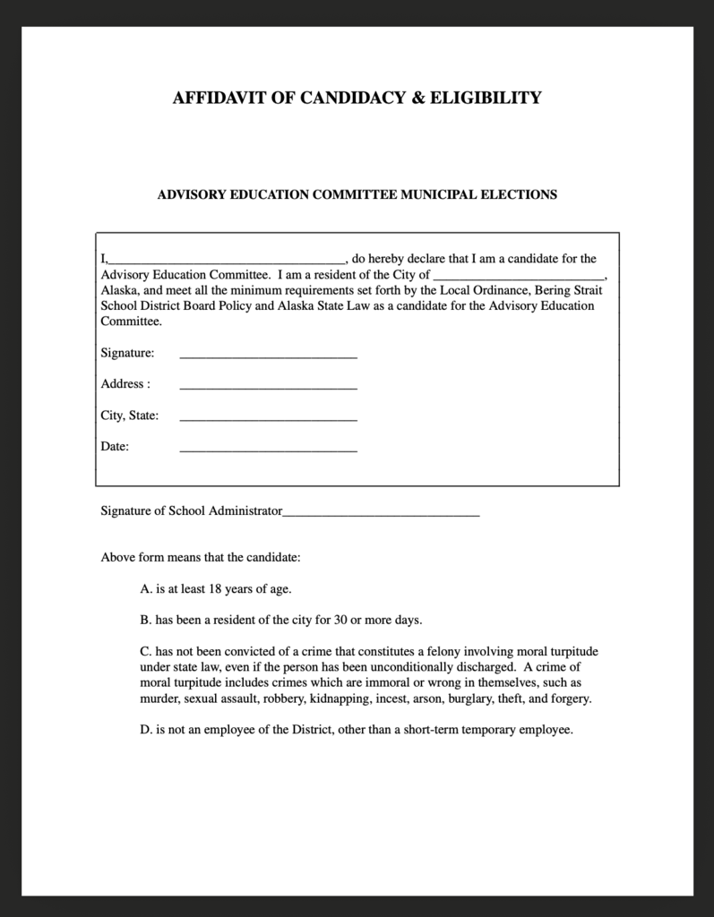 AEC Affidavit of Candidacy & Eligibility