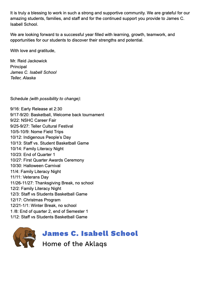 Teller School Community Letter September 16th 3