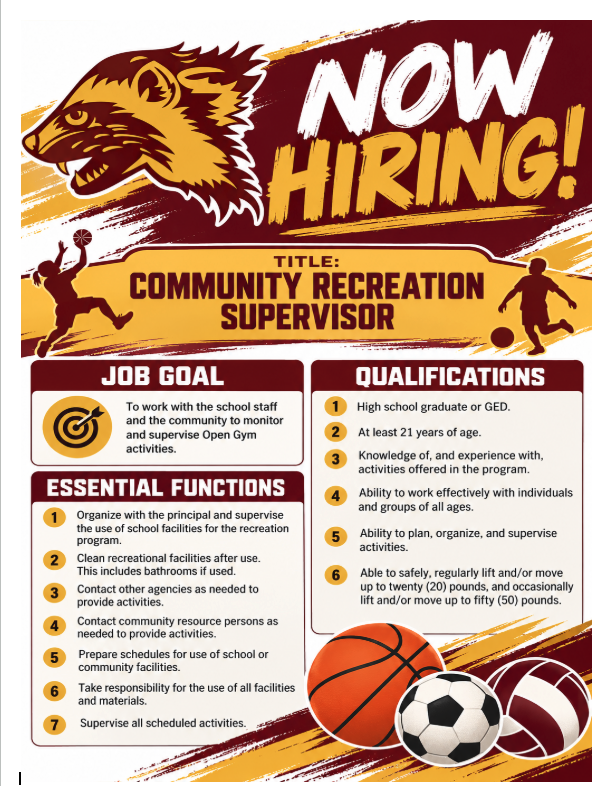 Hiring Community Recreation Supervisor