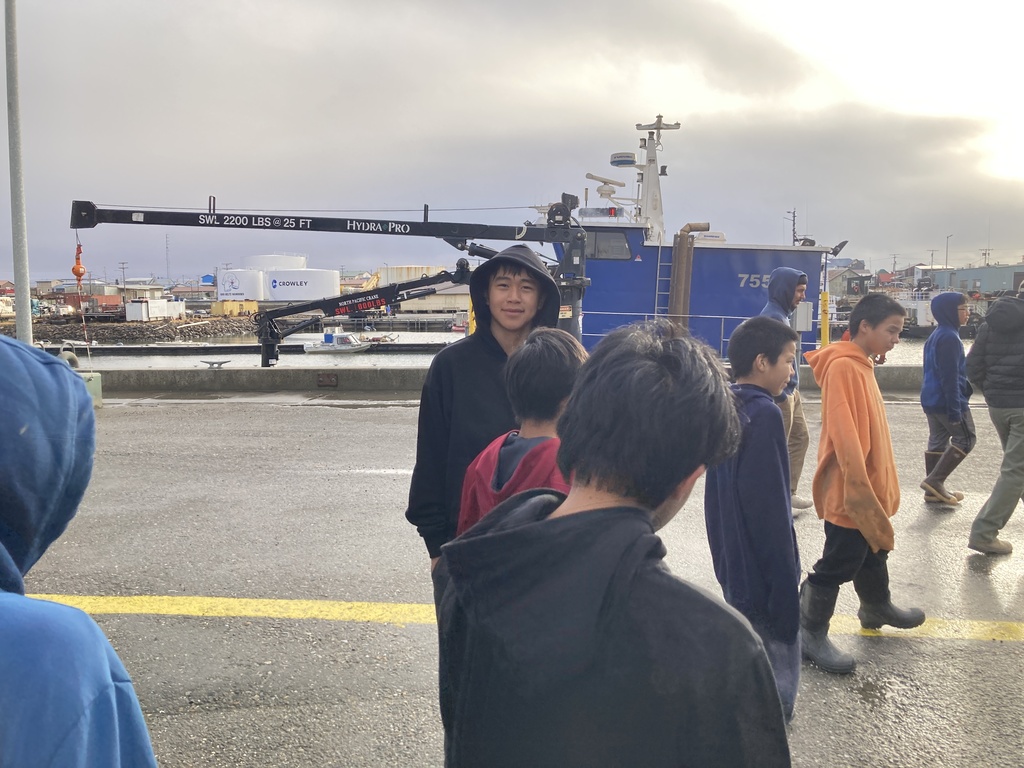 Big boat with Norton Sound Seafood Products Facility tour