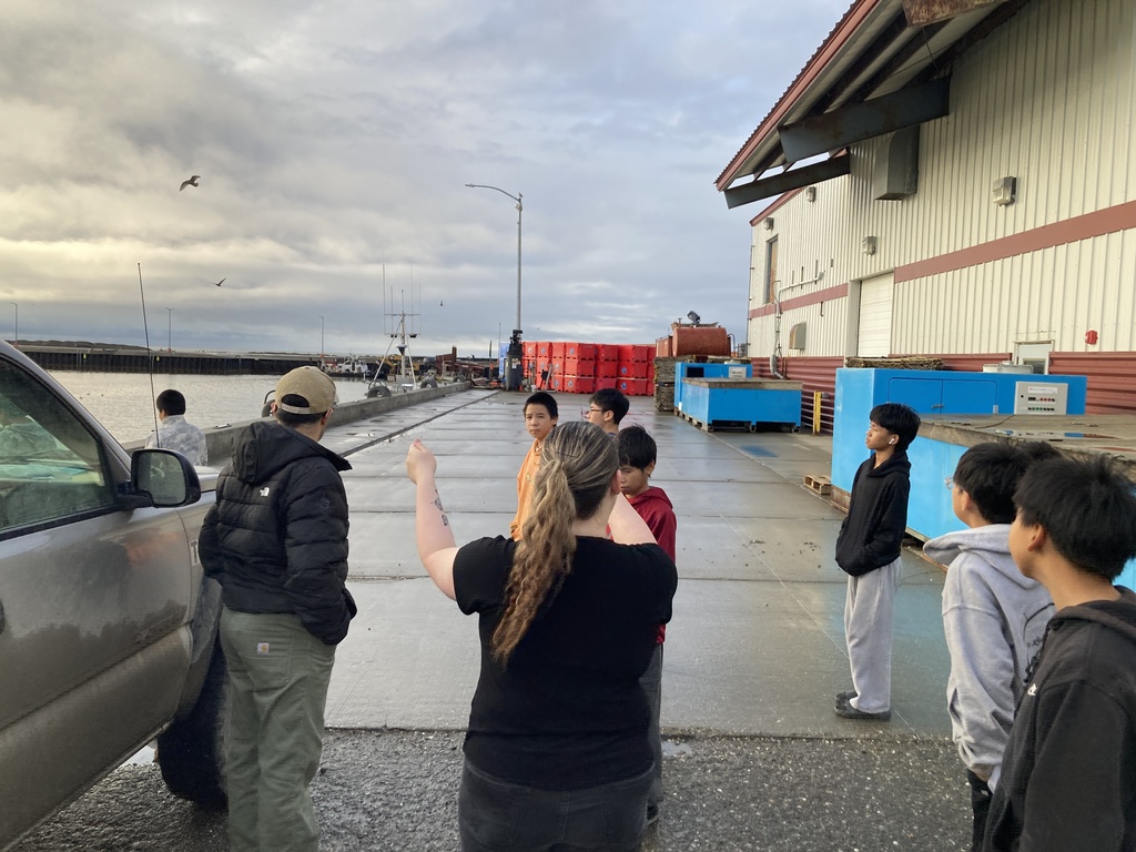 Outside exploration at the Norton Sound Seafood Products Facility Aklaq Nome Field trip