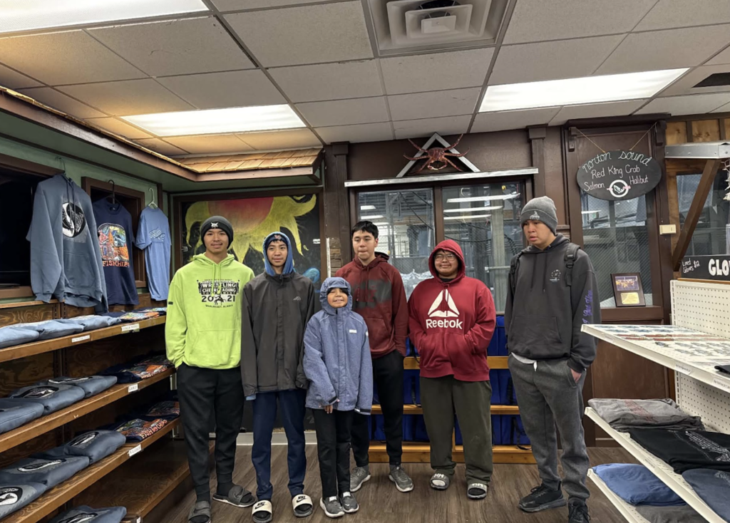 Norton Sound Seafood Exploration Nome Field trip 10.21 Reggie Jr Frank Topkok Galen Pushruk Trevor Okbaok Brayden Okleasik Rowena loqueloque Group pic