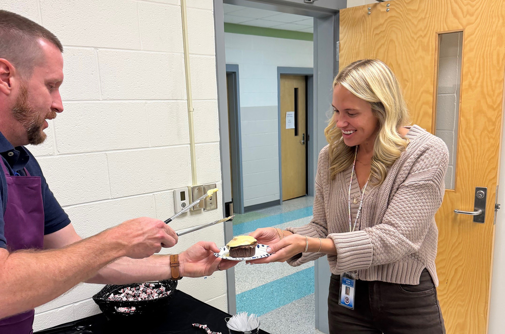 Mike Huff with teacher