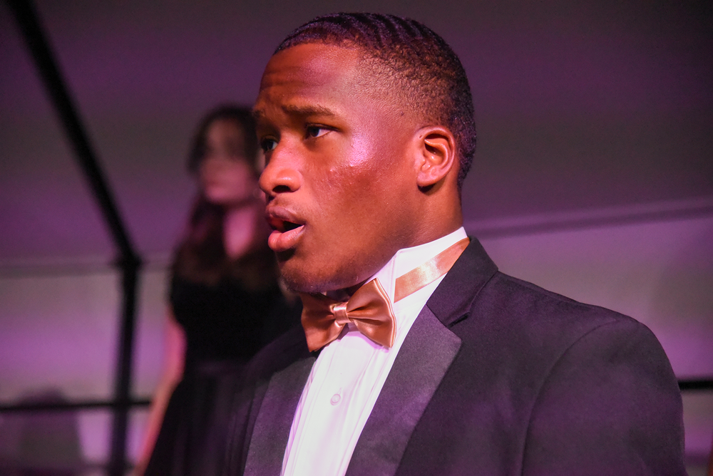 student singing