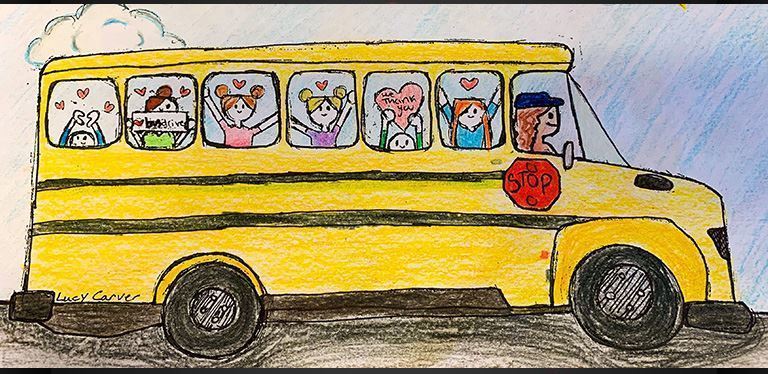 student drawing of school bus