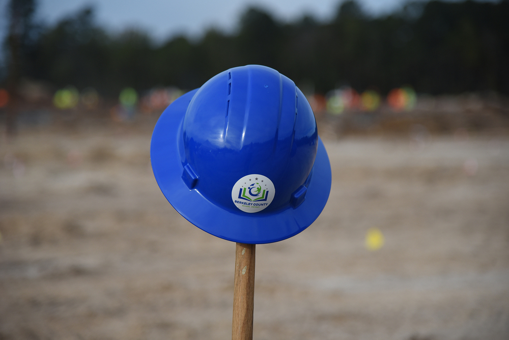 BCSD hard hat on top of a shovel