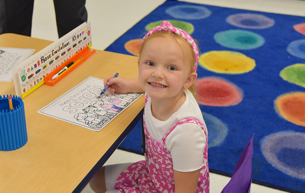 kindergarten student on first day of school