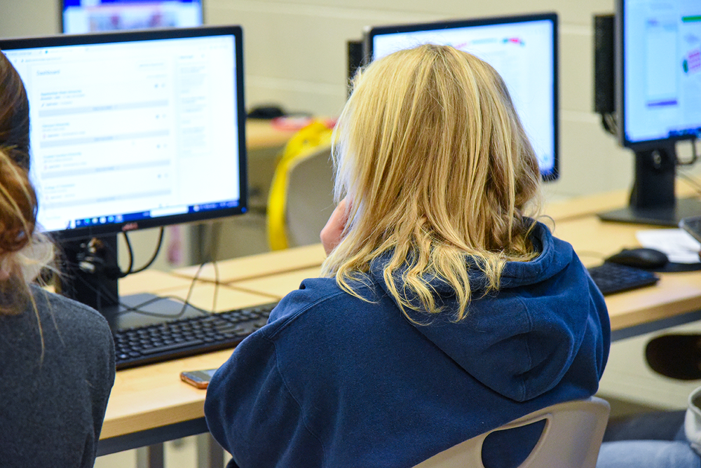 student on computer