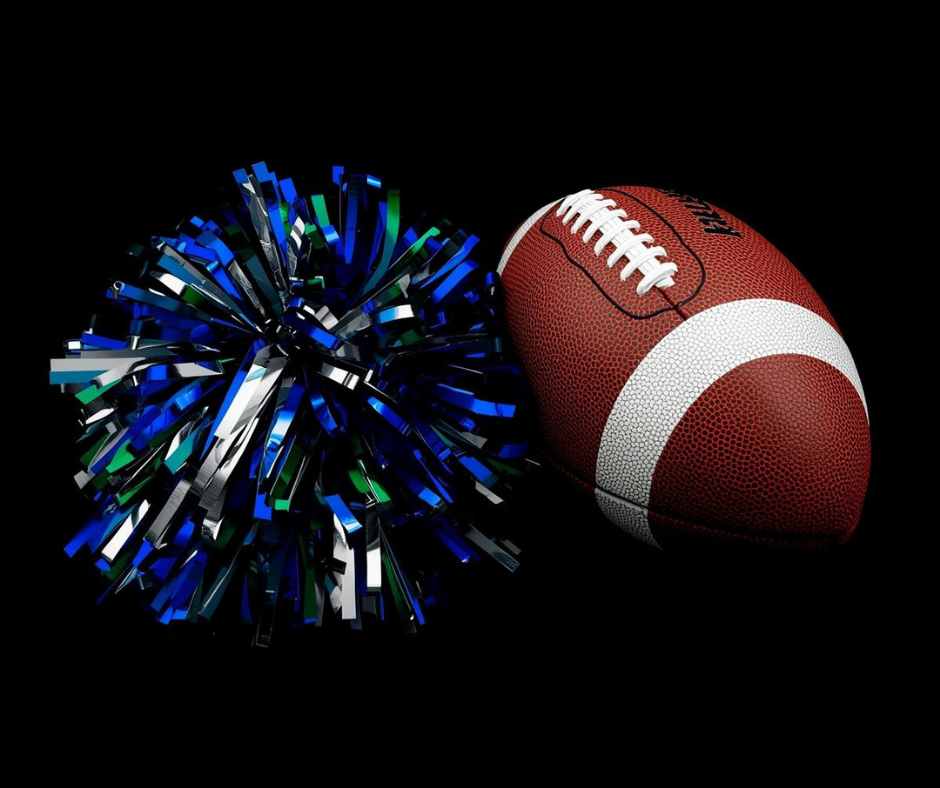 football and cheerleading pom
