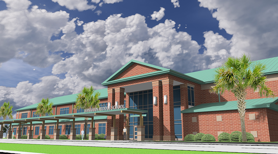 architectural rendering of the renovated Hanahan Middle School 