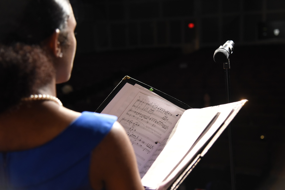 student singing