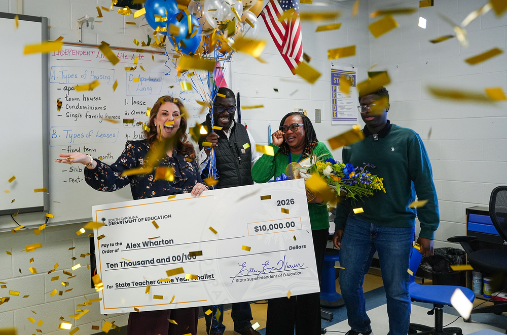 Alex Wharton being surprised