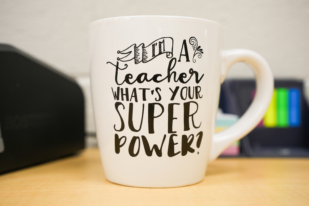mug with text about teachers