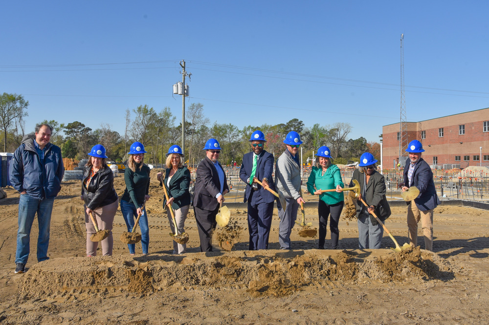 district and government officials  breaking ground on Hanahan Middle  renovation
